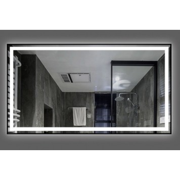 Зеркало DUSEL LED DE-M0061S1 Black 80х65 с часами и Bluetooth